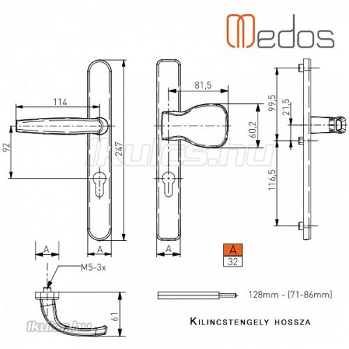 Victory II gombos ajtókilincs 32/92/3 SILVER