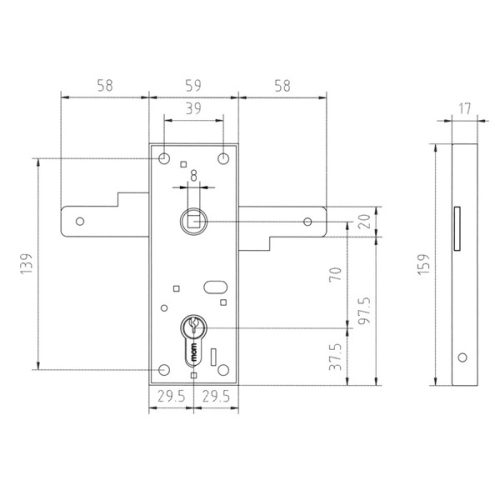 MCM 1511/MH kilincsm.garázszár+cil.visz