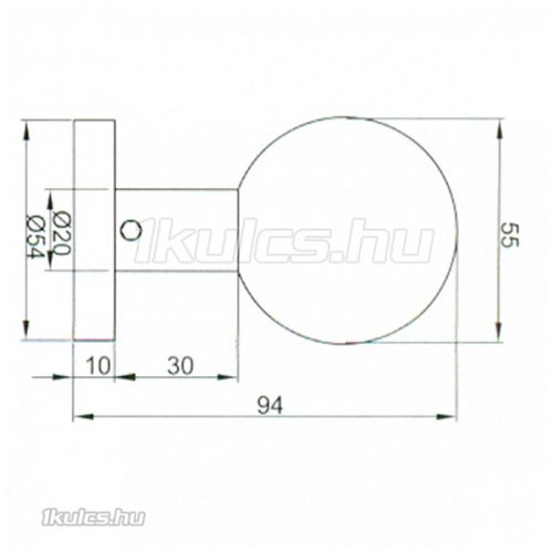 Játszóajtógomb fix kerek 55MM R.M. LK 9166