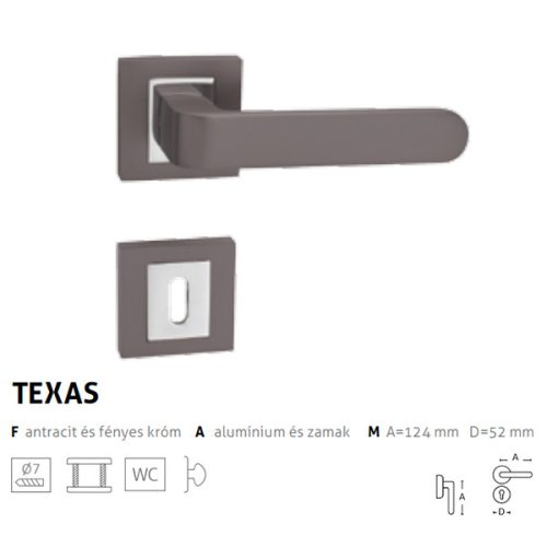 Texas antracit-króm négyzetrozettás BB