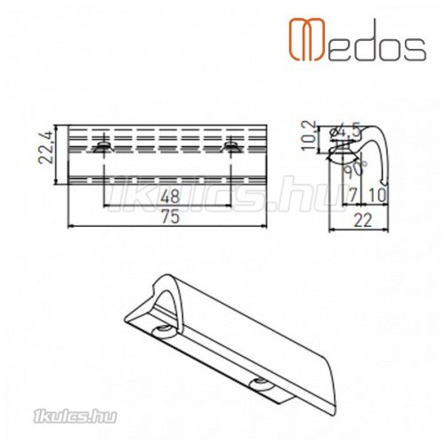 Erkélyajtó fogantyú alu Fehér keskeny