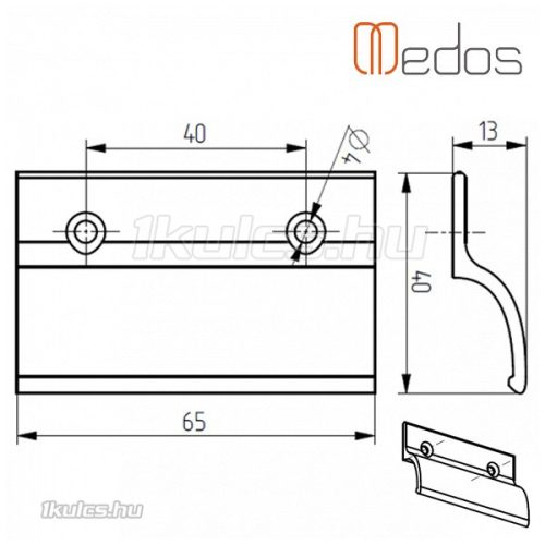 Erkélyajtó fogantyú alu Silver határoló nélkül
