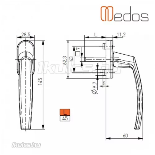 Victory fém ablakkilincs L45 Bronz