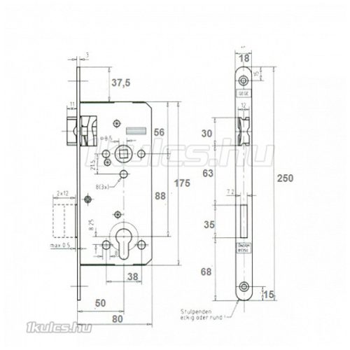 GEGE (Dormakaba) ERGO 50/88 cilinderes bevésőzár