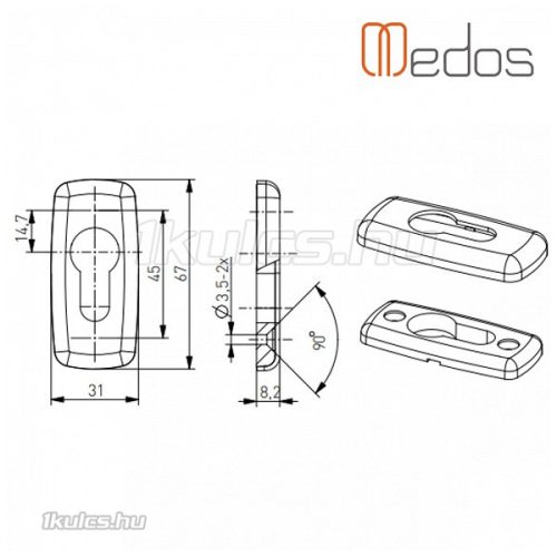 Merkury négyzet rozetta Silver