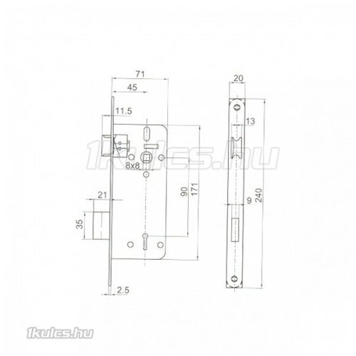 Anbo 410C 45/90 bevésőzár cilinderes kerekített