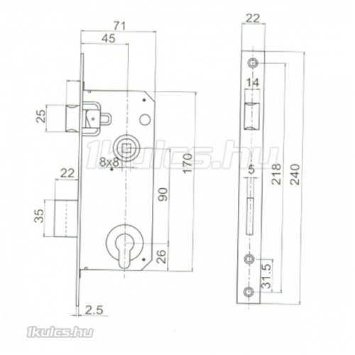 Anbo 420 45/90 bevésőzár cilinderes