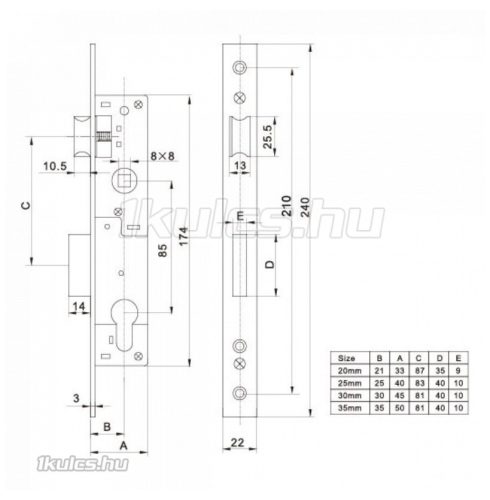 Anbo SL500-35/85 váltós portálzár cilinderrel 5cm