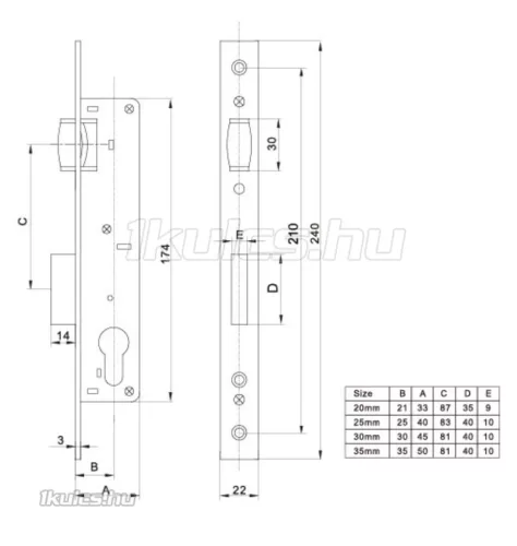 Anbo SR500-35/85 görgős portálzár cilinderrel 5cm