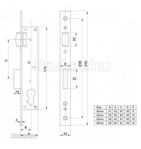Anbo SR500-25/85 görgős portálzár cilinderrel 4cm