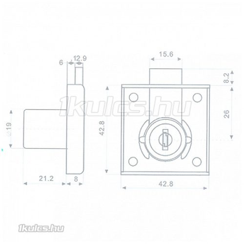 Anbo rászegzős cilinderes bútorzár króm 25mm 2K