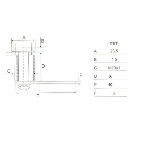 Anbo fém bútorzár 16mm 2K
