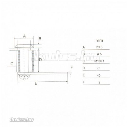 Anbo fémbútor zár 25mm 2K