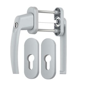   Victory lapított kulcsos balkon átmenő kilincs rozettával silver