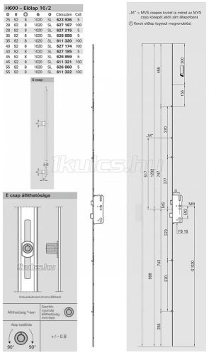 Roto H650 4E 40/92/16 kilincsmüködtetésű (627185)
