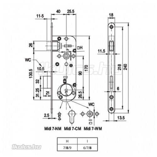 Euro Elzett Midi7 Magnetic 40/90 mágnescsapdás cilinderes bevésőzár
