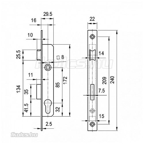 Euro Elzett 3398 portálzár + zárbetét