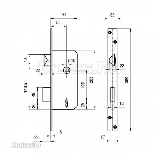 Euro Elzett 3413 kulcsos előajtózár jobb