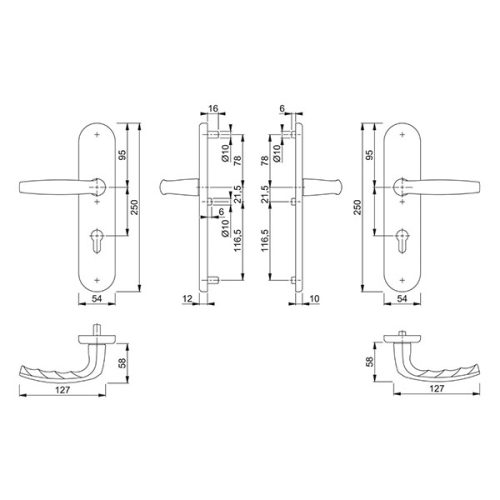 Hoppe Atlanta ajtókilincs szélespajzsos 92PZ 82-87mm F9