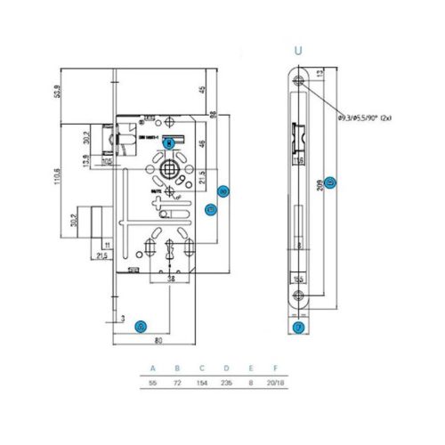 Titan 401 BB 55 DIN zár kulcsos 55/72 HK