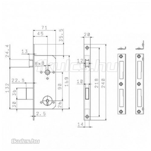Földes 8710 45/90 Dose kulcsos bevésőzár