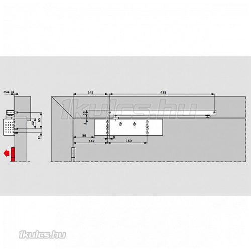 Dorma TS-92 B ajtóbehúzó test ezüst (pántoldali)