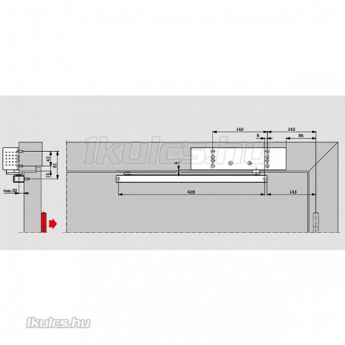 Dorma TS-92 B ajtóbehúzó test ezüst (pántoldali)