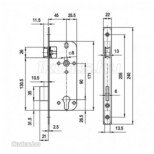 Euro Elzett 4320 cilinderes bevésőzár