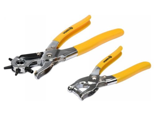 VOREL Bőrlyukasztó fogó revolveres és bőrszegecselő + 100 db szegecs