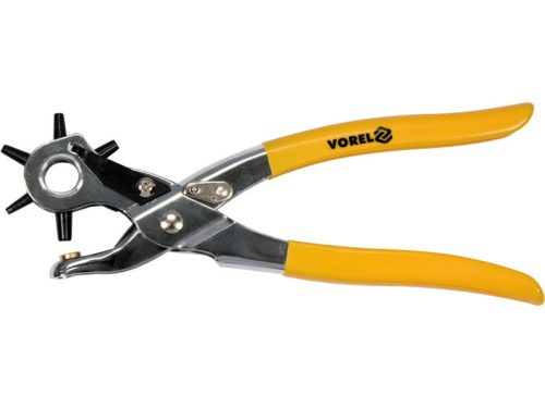 VOREL Bőrlyukasztó fogó revolveres és bőrszegecselő + 100 db szegecs