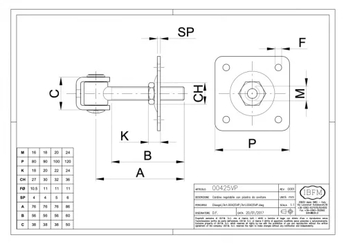 IBFM 425/VP/20 Rögzítőlemezes forgáspont 20 mm