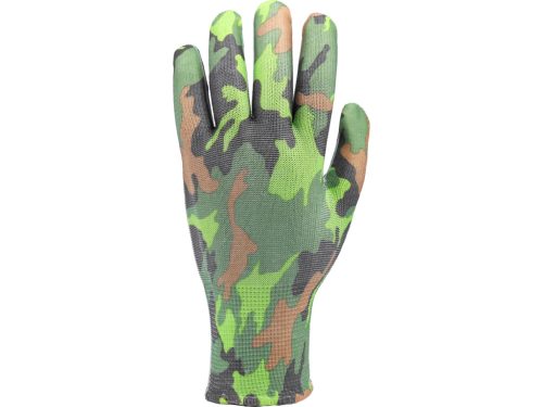 FLO 74113 Kertészkesztyű Zöld Terepmintával 8-As