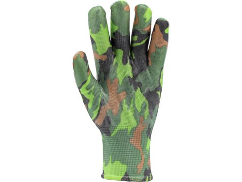 FLO 74113 Kertészkesztyű Zöld Terepmintával 8-As