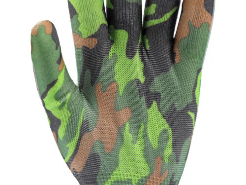 FLO 74113 Kertészkesztyű Zöld Terepmintával 8-As