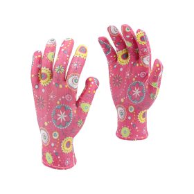 FLO 74117 Kertészkesztyű Rózsaszín Mintákkal 8-As