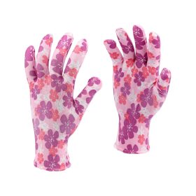 FLO 74121 Kertészkesztyű Rózsaszín Virágmintával 8-As