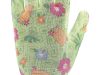 FLO 74134 Kertészkesztyű Zöld Virágmintával 9-Es, Pu Bevonattal.