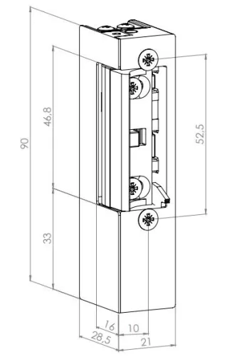 JIS 844 Elektromos zár hosszú előlappal 6/12V AC/DC A Coils