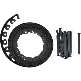   FLO 88710 Kerti Gyepszegély Fekete 40 mm X 10 M Rögzítővel
