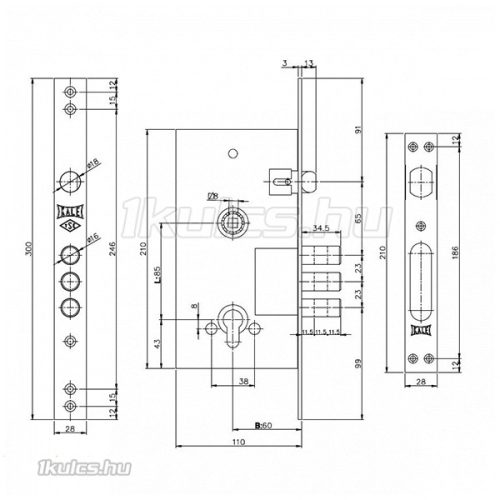 FTH Biztonsági ajtózár (főzár) 60/85