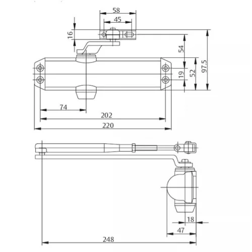 ASSA ABLOY DC120 Ajtócsukó, karral, fehér, EN2/3/4