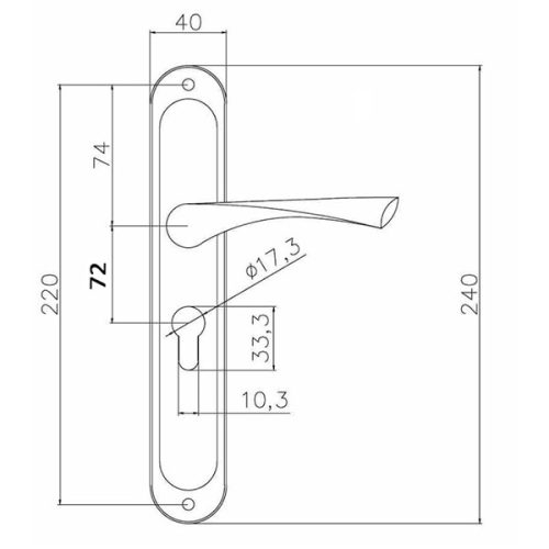 Bussare Classico hosszúcímes kilincs Antique Bronze 72 Cilinderes