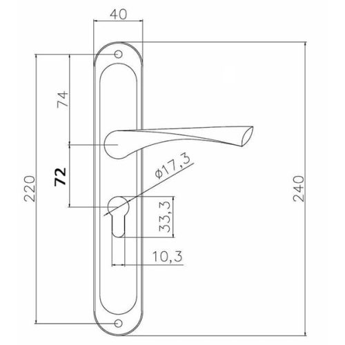 Bussare Classico hosszúcímes kilincs Satin Chrome 72 Cilinderes