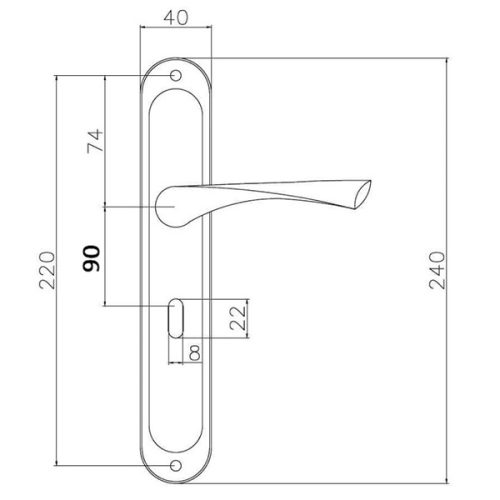 Bussare Classico hosszúcímes kilincs Satin Chrome 90 Kulcsos