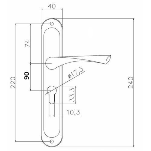 Bussare Classico hosszúcímes kilincs Satin Chrome 90 Cilinderes