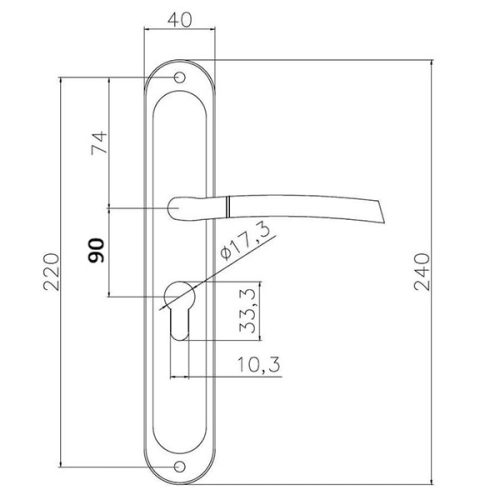 Bussare Fino A-13 hosszúcímes kilincs Chrome-Satin Chrome 90 Cilinderes