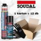 Soudal pisztolyhab (750 ml) 12 db + ajándék 1 db Soudal univerzális tisztítóhab + 1 pár Yato kesztyű