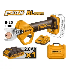   INGCO CSSLI202581 Akkus metszőolló 25 mm szénkefe nélküli 20 V (1 x 2,0 Ah akku + töltő)