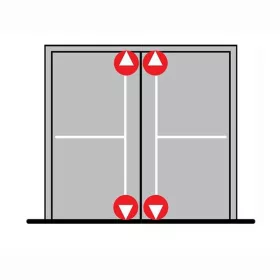   Dorma pánikzár szett (2szárnyú, A-2pontos-lent fent függőlegesen zár, P-2pontos-lent fent függőlegesen zár, menekülési, max.2270, fix gombbal)