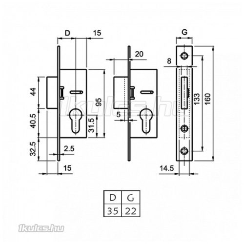 Euro Elzett Europortál reteszzár 35/22